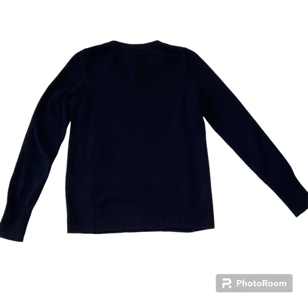 J crew jacquard Aztec stitch 100% wool sweater navy blue size S